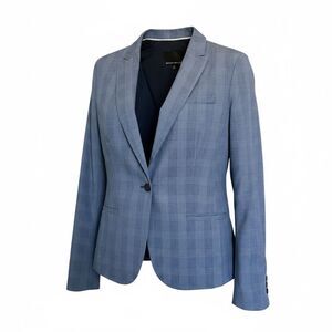 Banana Republic Light Blue Plaid Single-Button Blazer